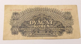 Чехословаччина Чехословакия ^/--/^ Чехословакия Оккупация 20 крон 1944 год. В коллекцию... Еще 100 лотов! ^_^^^ Чехословаччина Окупація 20 крон 1944 У колекцію... Ще 100 лотів! - фото фото фото