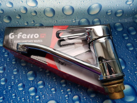 Крани, змішувачі Краны, смесители ^/--/^ Смеситель для умывальника G-FERRO HANSBERG 004   (излив 15 см) на гайке ^_^^^ Змішувач для умивальника G-FERRO HANSBERG 004 (вилив 15 см) на гайці - фото фото фото