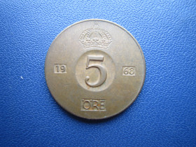 Швеція Швеция ^/--/^ Монета 5 ере Швеція 1968 ^_^^^ Монета 5 эре Швеция 1968 - фото фото фото
