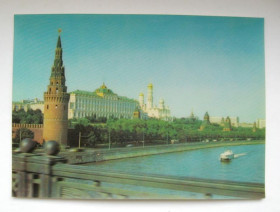 СРСР СССР ^/--/^ ВИД на КРЕМЛЬ со стороны МОСКВА-РЕКИ  СТЕРЕО - ОТКРЫТКА  чистая  ^_^^^ ВИД на КРЕМЛЬ з боку Москви-РІКИ СТЕРЕО - ВІДКРИТКА чиста - фото фото фото