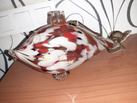 Статуетки, Скульптури, Фігурки, Фарфор Статуэтки, Скульптуры, Фигурки, Фарфор ^/--/^ Рыба рыбка 30 см фигурка СССР цветное гутное стекло большая ^_^^^ Риба рибка 30 см фігурка СРСР кольорове гутне скло велика - фото фото фото