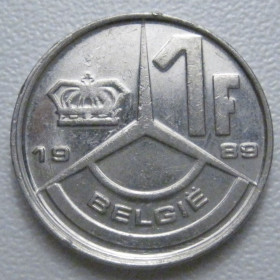 Бельгія Бельгия ^/--/^ Бельгія 1 франк 1989 року Belgie 42741 ^_^^^ Бельгия 1 франк 1989 года Belgie 42741 - фото фото фото