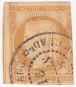 Франція Франция ^/--/^ Франция Колонии    ( общий выпуск) 1872  г. № 14 гашеная ^_^^^ Франція Колонії (загальний випуск) 1872 р. No 14 гашена - фото фото фото