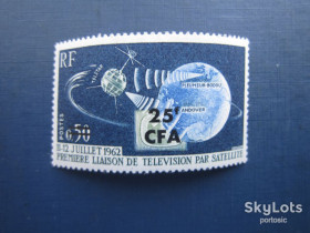 Освоєння космосу Освоение космоса ^/--/^ Марка Реюньон 1963 космос спутник связь надпечатка 25 фр MNH ^_^^^ Марка Реюньон 1963 космос супутник зв'язок наддрук 25 фр MNH - фото фото фото