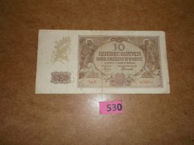 Польща Польша ^/--/^ 10 злотих 1940 р, Польща  № 530 ^_^^^ 10 злотых 1940 г., Польша No 530 - фото фото фото