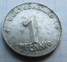 НДР, ФРН ГДР, ФРГ ^/--/^ ГДР 1 пфенниг, 1950  &amp;quot;E&amp;quot; - Мульденхюттен ^_^^^ НДР 1 пфеніг, 1950 &amp;quot;E&amp;quot; - Мульденхюттен - фото фото фото