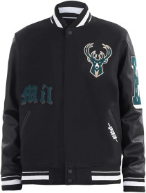 Куртки Куртки ^/--/^ Бомбер Pro Standard NBA Milwaukee Bucks Old English Varsity Jacket ^_^^^ Бомбер Pro Standard NBA Milwaukee Bucks Old English Varsity - фото фото фото