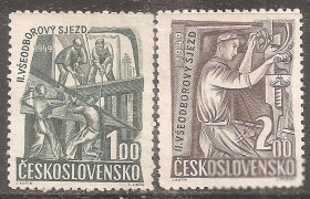 Чехословаччина Чехословакия ^/--/^ Чехословакия 1949 Sc.397-398  (*) негаш. без клея ^_^^^ Чехословаччина 1949 Sc.397-398 (*) негаш. без клею - фото фото фото