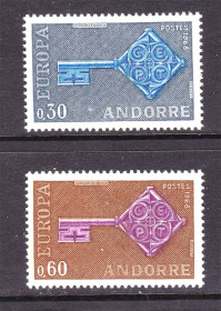 Малі Держави Європи Малые Государства Европы ^/--/^ Андорра  1968 г  MNH  - ЕВРОПА  СЕПТ /  EUROPA  CEPT  - ^_^^^ 1968 — Андорра / EUROPA CEPT - фото фото фото