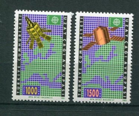 Освоєння космосу Освоение космоса ^/--/^ Турция Turkey 1991 Mi 2921-2922  Europa 91 Satellite franais MNH Cv 40.- ^_^^^ Туреччина Turkey 1991 Mi 2921-2922 Europa 91 Satellite franais MNH Cv 40. - фото фото фото