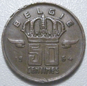 Бельгія Бельгия ^/--/^ Бельгія 50 сантимів 1964 року Belgie 42427 ^_^^^ Бельгия 50 сантимов 1964 года Belgie 42427 - фото фото фото