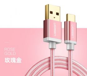 Кабелі Кабели ^/--/^ Ugreen Nylon USB Type C кабель быстрой зарядки Реальные 5 /--/ V/2 /--/ A 1 /--/ м ^_^^^ Ugreen Nylon USB Type C кабель швидкої зарядки - фото фото фото