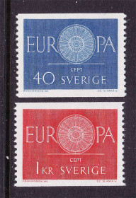 Скандинавія Скандинавия ^/--/^ Швеция 1960 г - EUROPA CEPT - б/з стороны ^_^^^ Швеція 1960 р. - EUROPA CEPT - б/з боку - фото фото фото