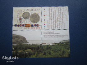 Північна Америка Северная Америка ^/--/^ Марка з купонами Канада 2010 400 років Капідс Ньюфаунленд карта монети на марках MNH ^_^^^ Марка с купонами Канада 2010 400 лет Купидс Ньюфаунленд карта монеты на марках MNH - фото фото фото