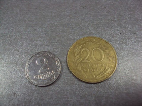 Франція Франция ^/--/^ монета франция 20 сентимов 1977 №8391 ^_^^^ монета франція 20 сентимів 1977 No /--/ 8391 - фото фото фото