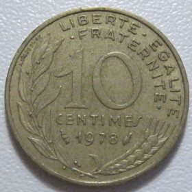 Франція Франция ^/--/^ Франція 10 сантимів 1978 року 43502 ^_^^^ Франция 10 сантимов 1978 года 43502 - фото фото фото