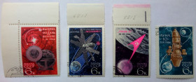 СРСР - СССР - ^/--/^ СССР 1966 Космос, Молния, Венера, Луна, гашеные с полями ^_^^^ СРСР 1966 Космос, Блискавка, Венера, Місяць, гашені з полями - фото фото фото