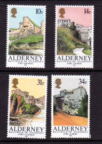 Великобританія Великобритания ^/--/^ Олдерни / Alderney  1986 г MNH - архитектура - замки , крепости ^_^^^ Олдерні / Alderney 1986 р MNH - архітектура - замки, фортеці - фото фото фото