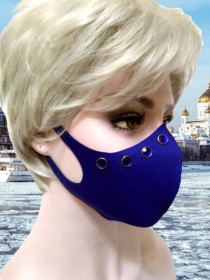 Аксесуари Аксессуары ^/--/^ Многоразовая синяя маска с круглыми синими  заклепками, защитная маска из неопрена. ^_^^^ Багаторазова синя маска з круглими синіми заклепками, захисна маска з неопрену. - фото фото фото