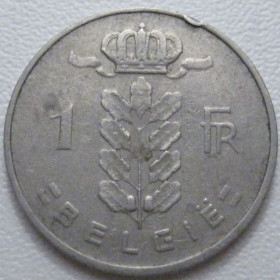 Бельгія Бельгия ^/--/^ Бельгія 1 франк 1962 року Belgie Брак 42576 ^_^^^ Бельгия 1 франк 1962 года Belgie Брак 42576 - фото фото фото