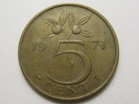 Нідерланди Нидерланды ^/--/^ Нидерланды 5 центов 1971 года 38583 ^_^^^ Нідерланди 5 центів 1971 року 38583 - фото фото фото