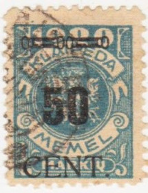 Скандинавія Скандинавия ^/--/^ Литва  (Мемель)  1923  г. № 191 гашеная ^_^^^ Литва (Мемель) 1923 р. No 191 гашена - фото фото фото