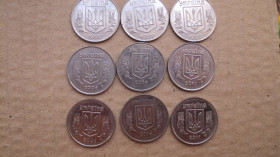 Обігові Обиходные ^/--/^ 5 копеек 1992 и др.9 штук ^_^^^ 5 копійок 1992 та ін.9 штук - фото фото фото