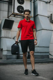 Шорти Шорты ^/--/^ Комплект мужской Nike: поло красное + шорты черные + борсетка черная ^_^^^ Комплект чоловічий Nike: поло червоне + шорти чорні + борсетка чорна - фото фото фото