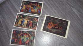 СРСР СССР ^/--/^ Открытка СССР 4 /--/ шт Палех сказки  худ А. Куркин ^_^^^ Листівка СРСР 4 /--/ шт Палех казки худ А. Куркін - фото фото фото