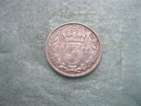 Вікторія ( - ) Виктория ( - ) ^/--/^ Великобритания 3 пенса, 1900 г. Королева Виктория  (1838 - 1901) Состояние. ^_^^^ Великобританія 3 пенса, 1900 р. Королева Вікторія (1838 - 1901) Стан. - фото фото фото