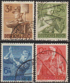 Третій Рейх (-) Третий Рейх (-) ^/--/^ 1943 - Рейх - Трудова служба Mi.850-53 _4,50 € _гаш ^_^^^ 1943 - Рейх - Трудовая служба Mi.850-53 _4,50 € _гаш - фото фото фото