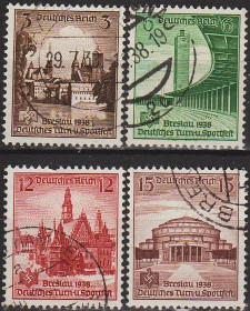 Третій Рейх (-) Третий Рейх (-) ^/--/^ 1938 - Рейх - Спортивний турнір у Бреслау Mi.665-68 _гаш ^_^^^ 1938 - Рейх - Спортивный турнир в Бреслау Mi.665-68 _гаш - фото фото фото