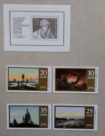 Мистецтво Искусство ^/--/^ ГДР 1974 г - 200-летие Каспара Давида Фридриха, негаш ^_^^^ НДР 1974 р - 200-річчя Каспара Давида Фрідріха, негаш - фото фото фото