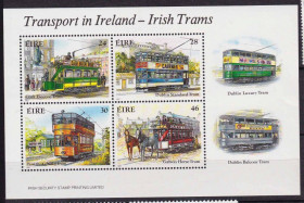 Транспорт Транспорт ^/--/^ Транспорт . EU Ирландия  1987 г  MNH -  трамвай - блок ^_^^^ EU Ірландія 1987 р MNH - трамвай - блок - фото фото фото
