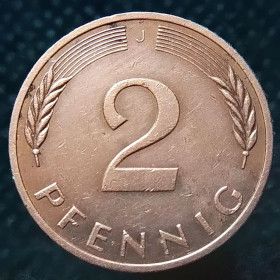 НДР, ФРН ГДР, ФРГ ^/--/^ Німеччина 2 пфеніга, 1982 J ^_^^^ Германия 2 пфеннига, 1982 J - фото фото фото