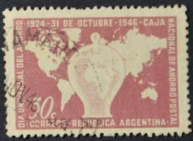 Інше Другое ^/--/^ Аргентина Карта Мира Всемирный день сбережений 1946 ^_^^^ Аргентина Карта Миру Всесвітній день заощаджень 1946 - фото фото фото