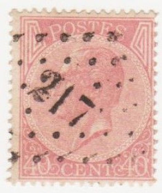 Бенілюкс Бенилюкс ^/--/^ Бельгия 1865  г. № 17 гашеная ^_^^^ Бельгія 1865 р. No 17 гашена - фото фото фото