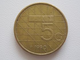 Нідерланди Нидерланды ^/--/^ Нидерланды 5 гульденов 1990 года 23383 ^_^^^ Нідерланди 5 гульденів 1990 року 23383 - фото фото фото