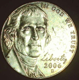 Обігові Обиходные ^/--/^ США 5 центів, 2006 D Джефферсон Нікель [3.102] ^_^^^ США 5 центов, 2006 D Джефферсон Никель [3.102] - фото фото фото