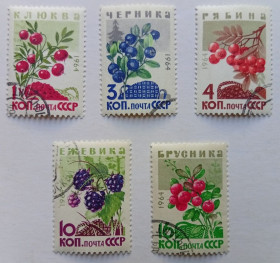 СРСР - СССР - ^/--/^ СССР 1964 Ягоды, гашеные (I) ^_^^^ СРСР 1964 Ягоди, гашені (I) - фото фото фото
