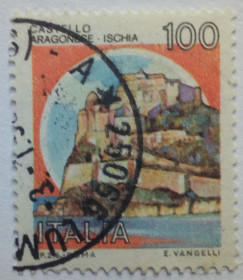 Італія, Ватикан Италия, Ватикан ^/--/^ Италия 1980 Замки, 100 /--/ L, гашеная ^_^^^ Італія 1980 Замки, 100 /--/ L, гашена - фото фото фото