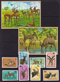Фауна Фауна ^/--/^ Руанда  1975 г  MNH - б/з серия - 2 /--/ а блока + марки ^_^^^ Руанда 1975 MNH - б/з серія - 2 /--/ а блоку + марки - фото фото фото