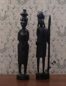 Статуетки, Скульптури, Фігурки, Фарфор Статуэтки, Скульптуры, Фигурки, Фарфор ^/--/^ Старинные статуэтки из черного дерева - пара, Африка 1920-е годы ^_^^^ Старовинні статуетки з чорного дерева - пара, Африка 1920-і роки - фото фото фото