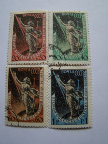 СРСР - СССР - ^/--/^ СССР, Михель, 2009. 2042-2045. Второй советский искусственный спутник Земли. ^_^^^ СРСР, Міхель, 2009. 2042-2045. Другий радянський штучний супутник Землі. - фото фото фото