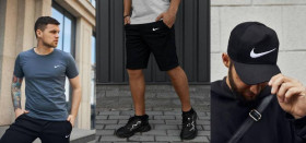 Шорти Шорты ^/--/^ Комплект Nike футболка темно-серая + шорты + кепка Nike черная с сеткой (белое лого) ^_^^^ Комплект Nike футболка темно-сіра + шорти + кепка Nike чорна з сіткою (біле лого) - фото фото фото