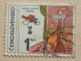 Чехословаччина Чехословакия ^/--/^ Чехословакия 1981 г - Биеннале иллюстрации в Братиславе. Иллюстрация Адольфа Борна, гаш ^_^^^ Чехословаччина 1981 р. - Бієннале ілюстрації в Братиславі. Ілюстрація Адольфа Борна, гаш - фото фото фото