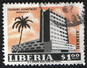 Ліберія Либерия ^/--/^ Либерия (1962) Правительственные здания в Монровии. Казначейство. Архитектура ^_^^^ Ліберія (1962) Урядові будівлі в Монровії. Казначейство. Архітектура - фото фото фото