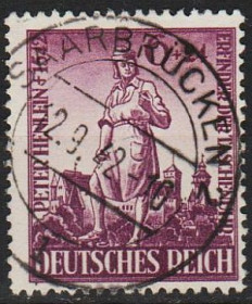 Третій Рейх (-) Третий Рейх (-) ^/--/^ 1942 - Рейх - 400 років смерті П.Хенлейна Mi.819 _гаш _2,0 € ^_^^^ 1942 - Рейх - 400 лет смерти П.Хенлейна Mi.819 _гаш _2,0 € - фото фото фото