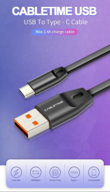 Кабелі Кабели ^/--/^ Кабель USB Type C  Cabletime для быстрой зарядки и передачи данных  2.4 /--/ A ^_^^^ Кабель USB Type C Cabletime для швидкої зарядки і передачі даних 2.4 /--/ A - фото фото фото