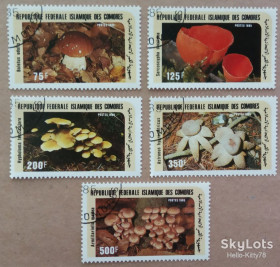 Комори Коморы ^/--/^ Коморские острова 1985 флора грибы Mi 762-766 ^_^^^ Коморські острови 1985 флора гриби Mi 762-766 - фото фото фото